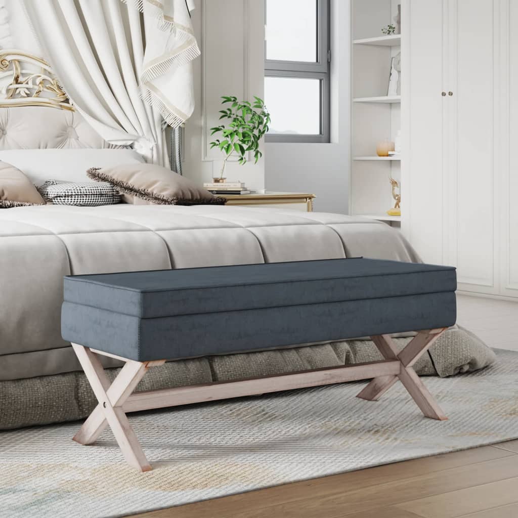 Sgabello Portaoggetti Grigio Scuro 110x45x49 Cm In Velluto