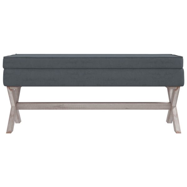 Sgabello Portaoggetti Grigio Scuro 110x45x49 Cm In Velluto - Image 3
