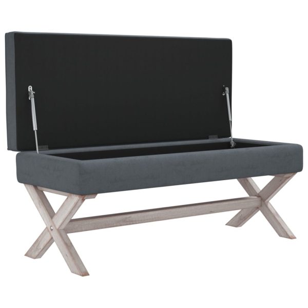 Sgabello Portaoggetti Grigio Scuro 110x45x49 Cm In Velluto - Image 4