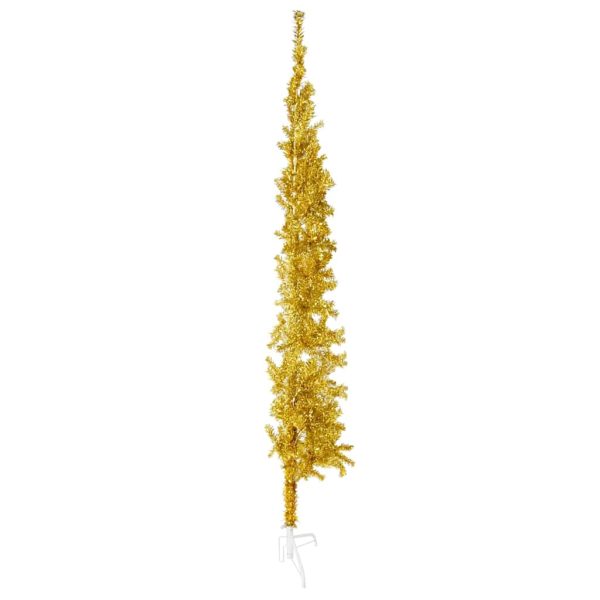 Albero Natale Artificiale Sottile A Metà Con Supporto Oro 210cm - Image 3