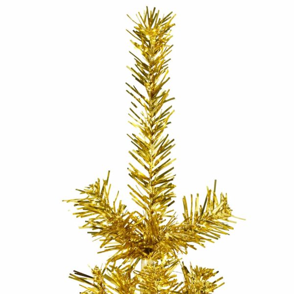 Albero Natale Artificiale Sottile A Metà Con Supporto Oro 210cm - Image 4