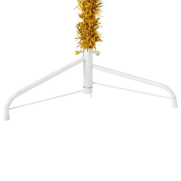 Albero Natale Artificiale Sottile A Metà Con Supporto Oro 210cm - Image 5