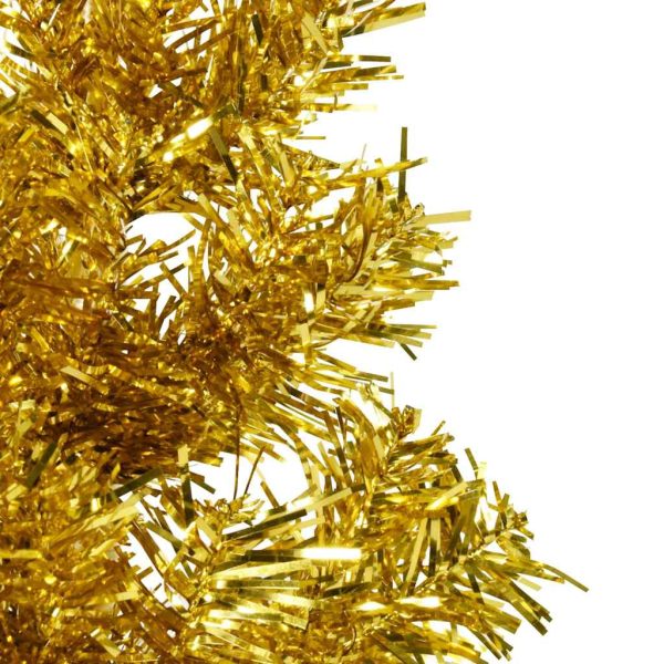 Albero Natale Artificiale Sottile A Metà Con Supporto Oro 210cm - Image 6