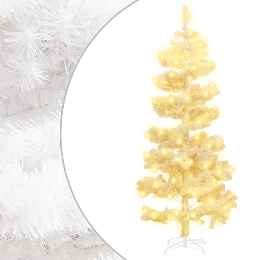Albero Di Natale Preilluminato Con Vaso Bianco 150 Cm In Pvc