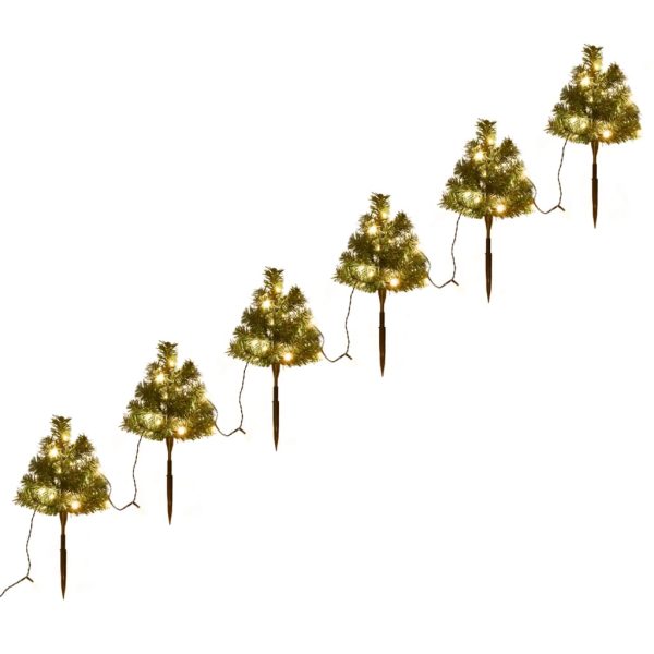 Sentiero Alberi Di Natale 6 Pz Con Led Bianco Caldo 45 Cm Pvc