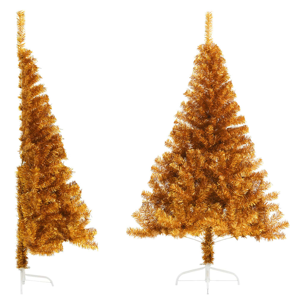 Albero Di Natale Artificiale A Metà Con Supporto Oro 180 Cm Pet