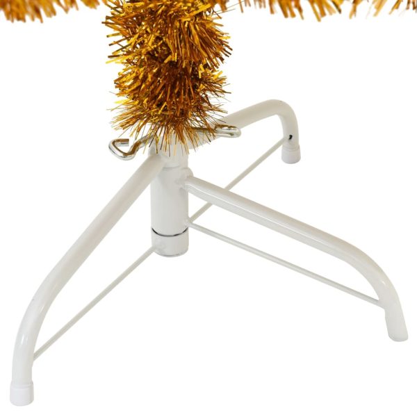 Albero Di Natale Artificiale A Metà Con Supporto Oro 180 Cm Pet - Image 4