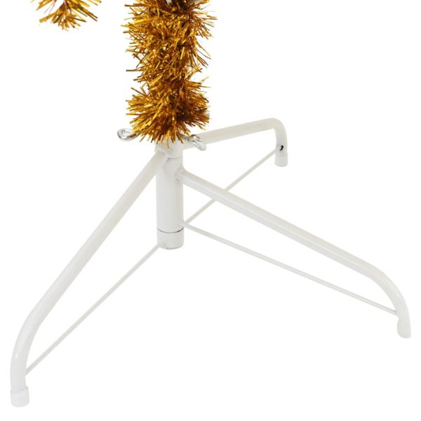 Albero Di Natale Artificiale A Metà Con Supporto Oro 210 Cm Pet - Image 4