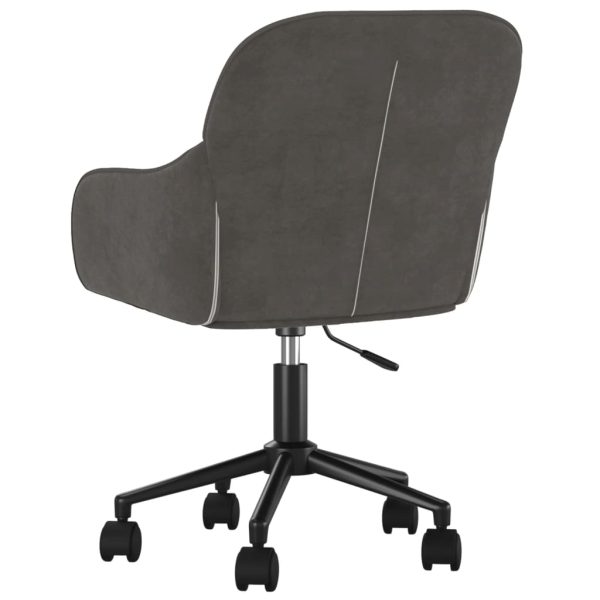 Sedia Da Ufficio Girevole In Velluto Grigio Scuro - Image 5