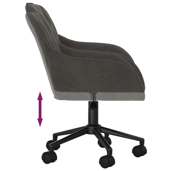 Sedia Da Ufficio Girevole In Velluto Grigio Scuro - Image 6