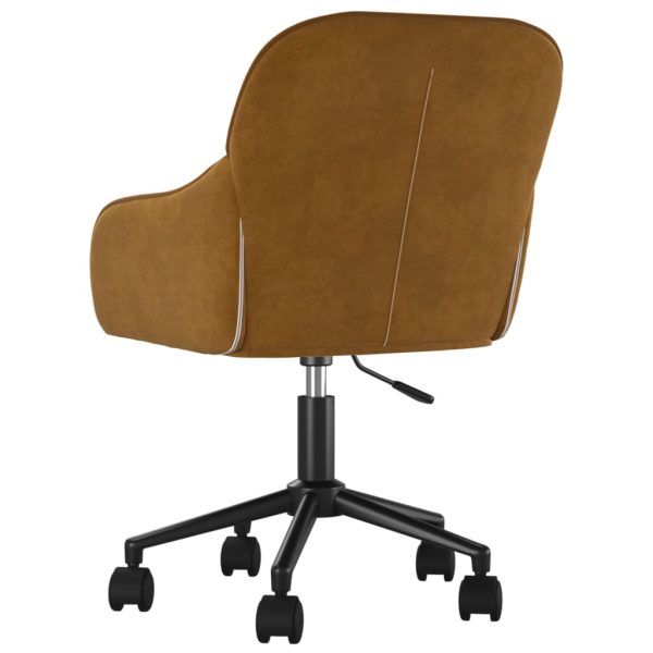 Sedia Da Ufficio Girevole Marrone In Velluto - Image 5
