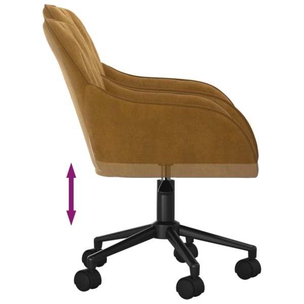 Sedia Da Ufficio Girevole Marrone In Velluto - Image 6