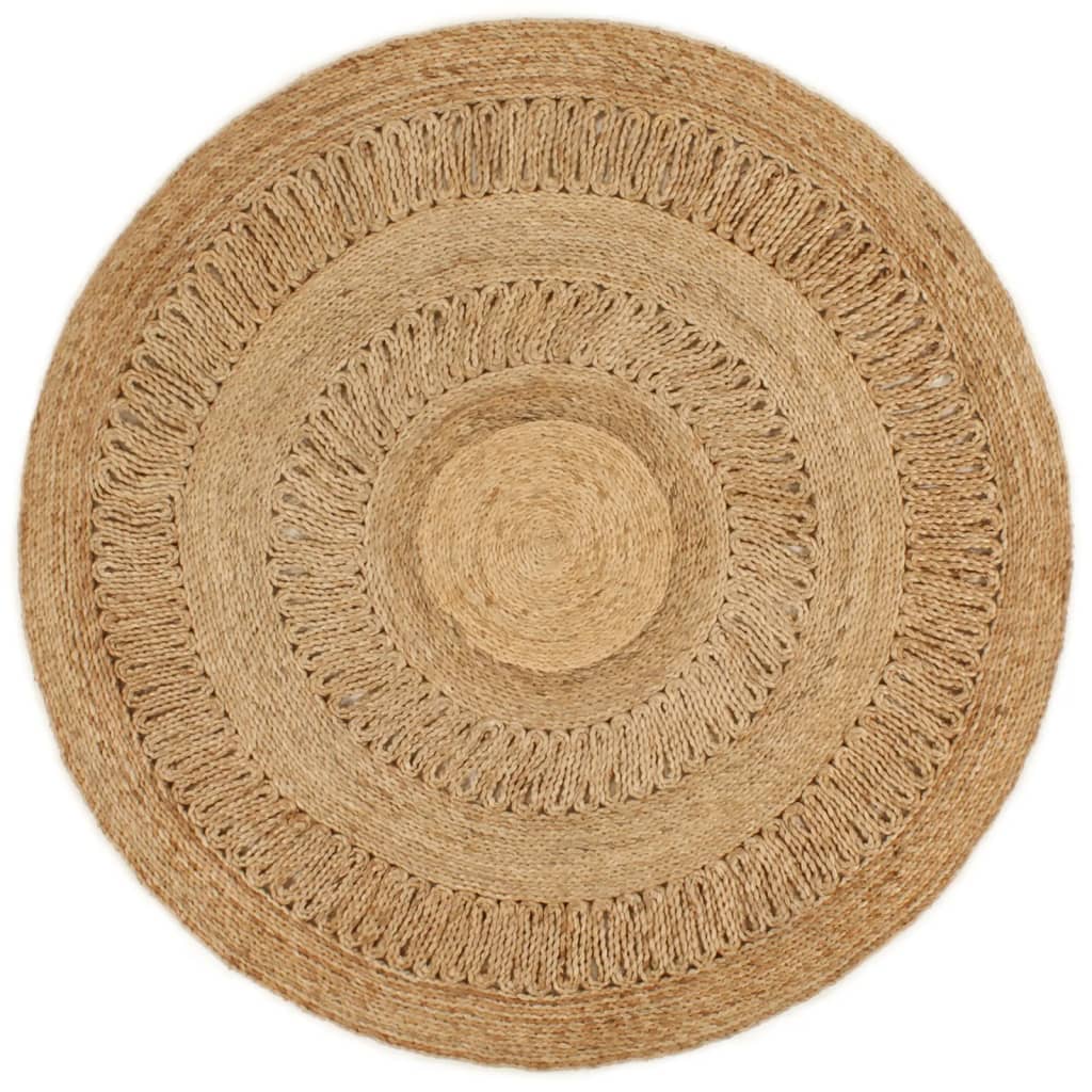Tappeto Lavorato A Mano In Juta Intrecciata 120 Cm Rotondo