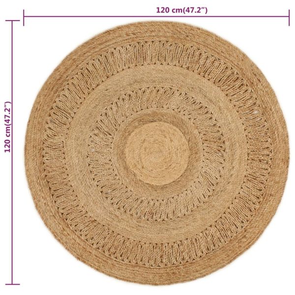 Tappeto Lavorato A Mano In Juta Intrecciata 120 Cm Rotondo - Image 6
