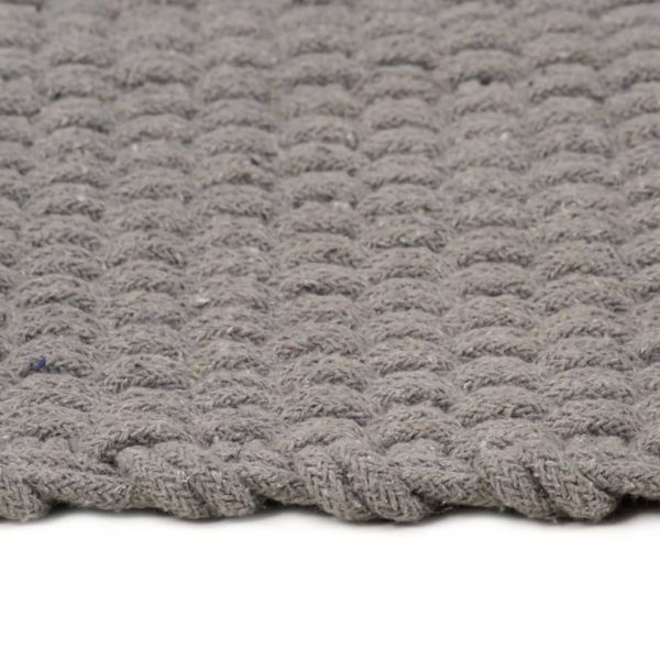 Tappeto Rettangolare Grigio 160x230 Cm In Cotone - Image 3
