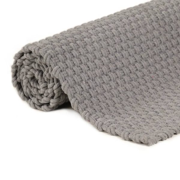 Tappeto Rettangolare Grigio 160x230 Cm In Cotone - Image 4