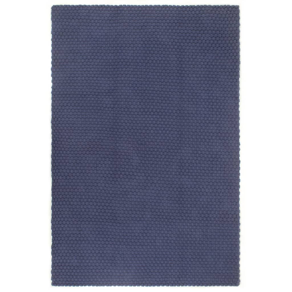 Tappeto Rettangolare Blu Marino 120x180 Cm In Cotone