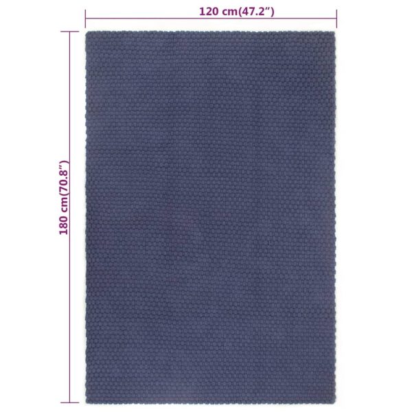Tappeto Rettangolare Blu Marino 120x180 Cm In Cotone - Image 6