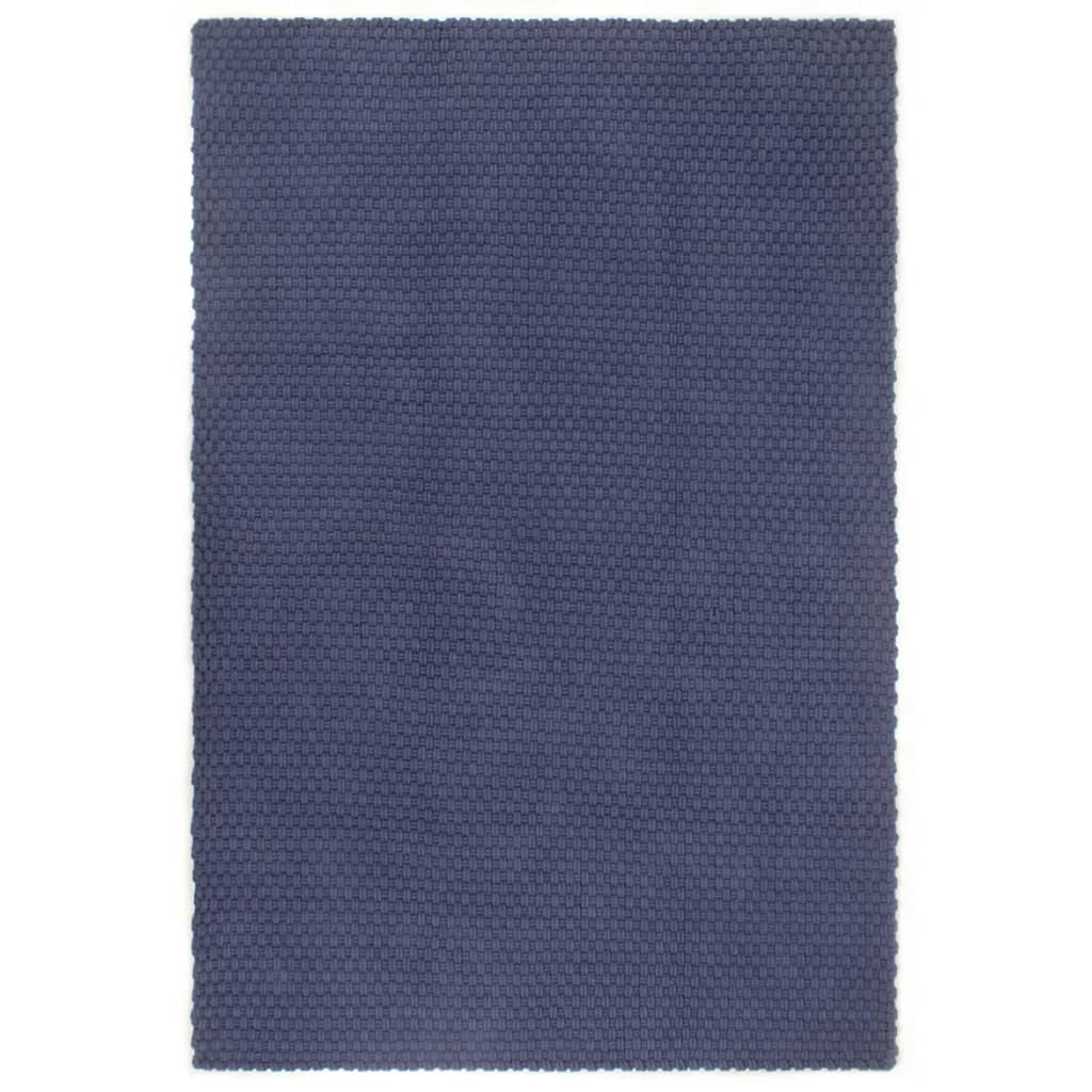 Tappeto Rettangolare Blu Marino 180x250 Cm In Cotone