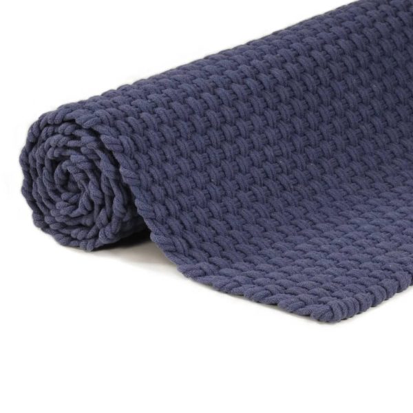 Tappeto Rettangolare Blu Marino 180x250 Cm In Cotone - Image 4