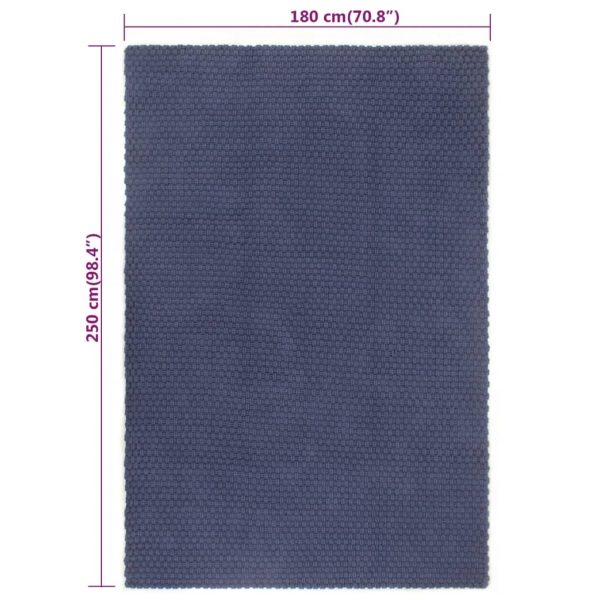 Tappeto Rettangolare Blu Marino 180x250 Cm In Cotone - Image 6