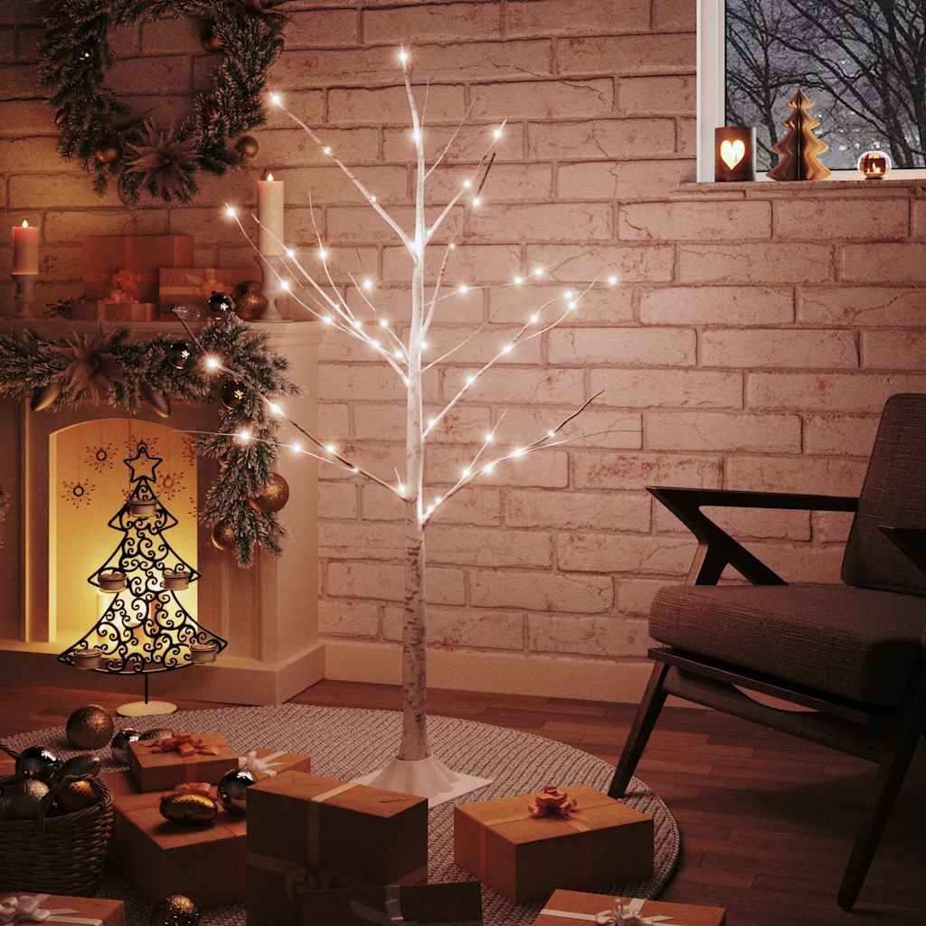Betulla Con Led Bianco Caldo 48 Led 120 cm