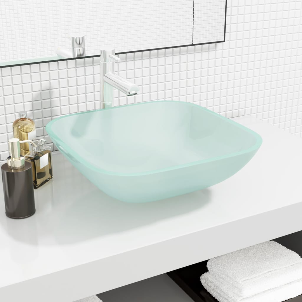 Lavandino In Vetro 42x42x14 Cm Smerigliato