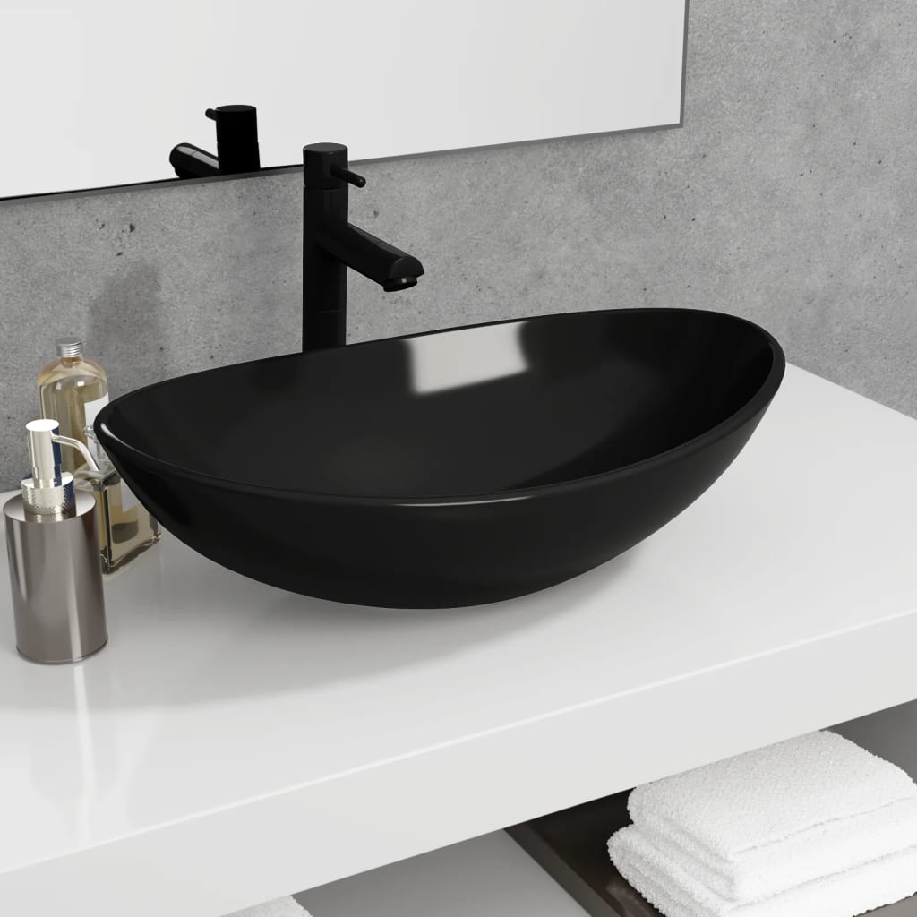 Lavandino In Vetro Temperato 54,5x35x15,5 Cm Nero