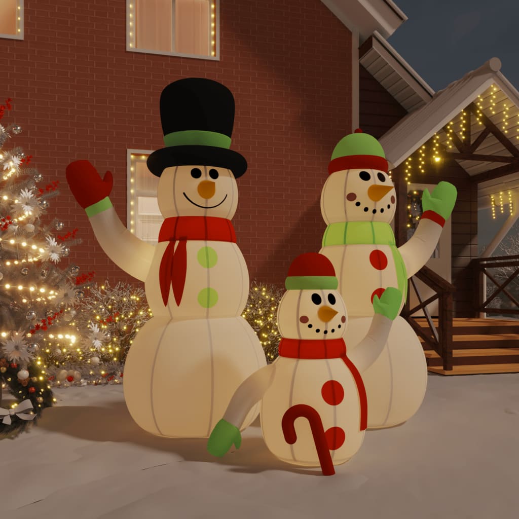 Famiglia Pupazzi Di Neve Gonfiabili Con Led 360 cm