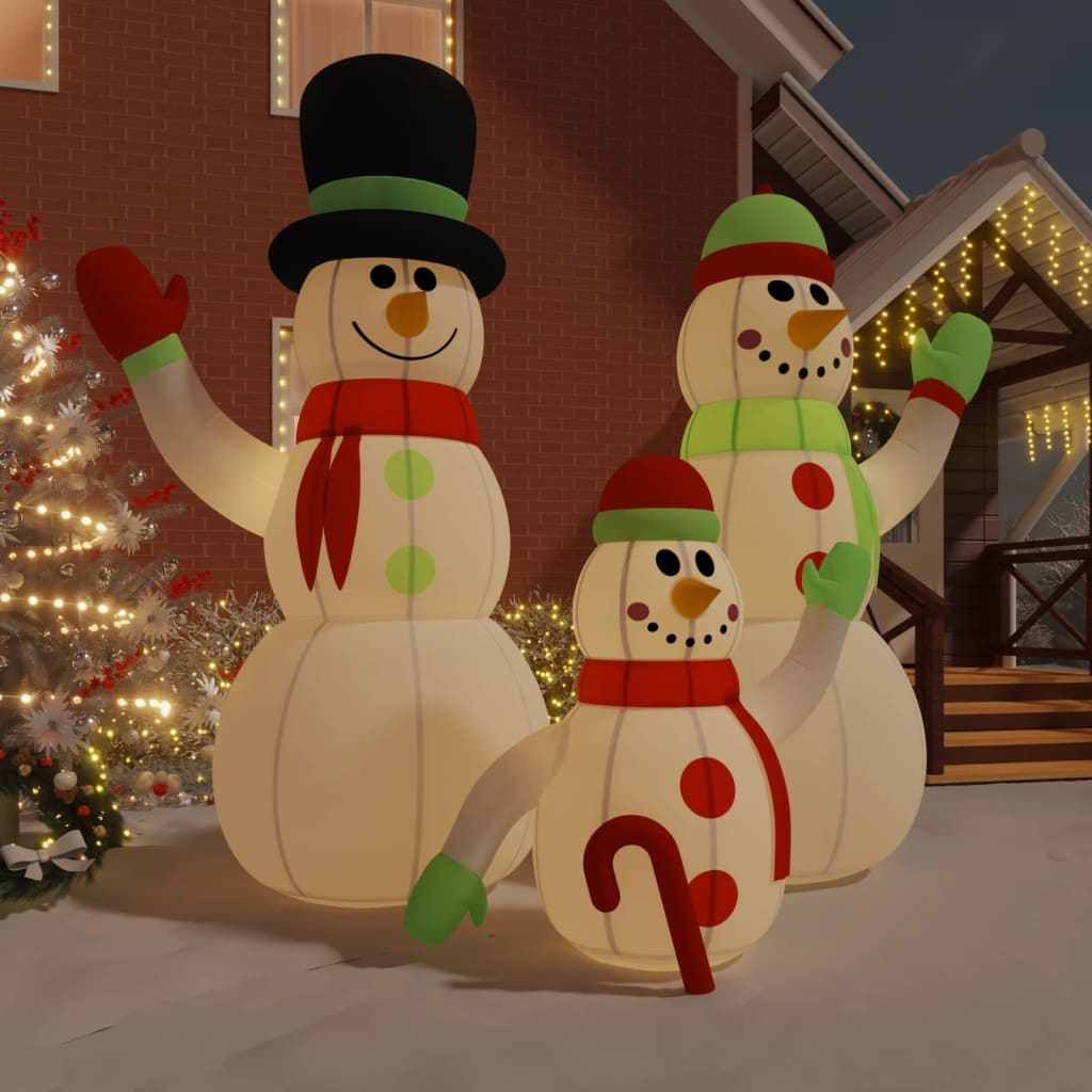 Famiglia Pupazzi Di Neve Gonfiabili Con Led 500 cm
