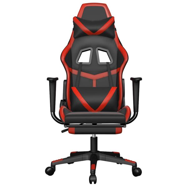 Sedia Da Gaming Massaggio Poggiapiedi Nero E Rosso Similpelle - Image 4