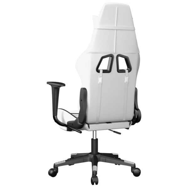Sedia Da Gaming Massaggio Poggiapiedi Bianco E Nero Similpelle - Image 6