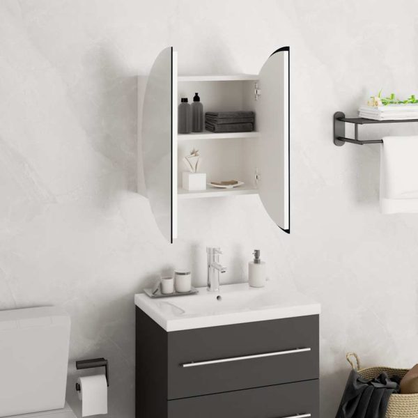 Armadio Da Bagno Con Specchio Rotondo E Led Bianco 40x40x17,5cm - Image 4