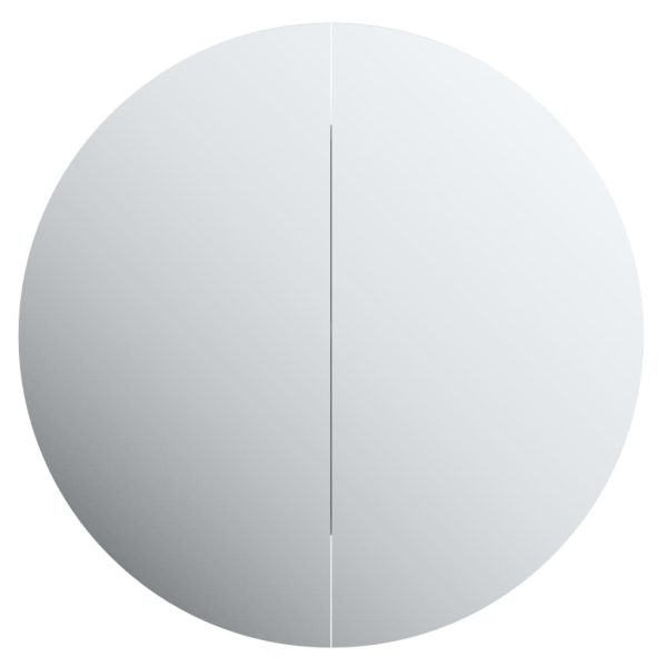 Armadio Da Bagno Con Specchio Rotondo E Led Grigio 40x40x17,5cm - Image 6