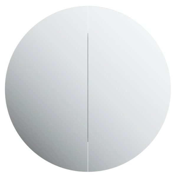 Armadio Da Bagno Con Specchio Rotondo E Led Nero 47x47x17,5 cm - Image 6