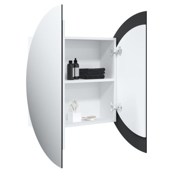 Armadio Da Bagno Con Specchio Rotondo E Led Bianco 54x54x17,5cm - Image 5
