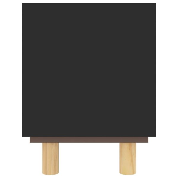 Mobile Tv Nero 105x30x40 Cm Massello Pino E Rattan Naturale - Image 5