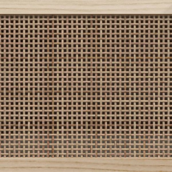 Mobile Tv Nero 105x30x40 Cm Massello Pino E Rattan Naturale - Image 6