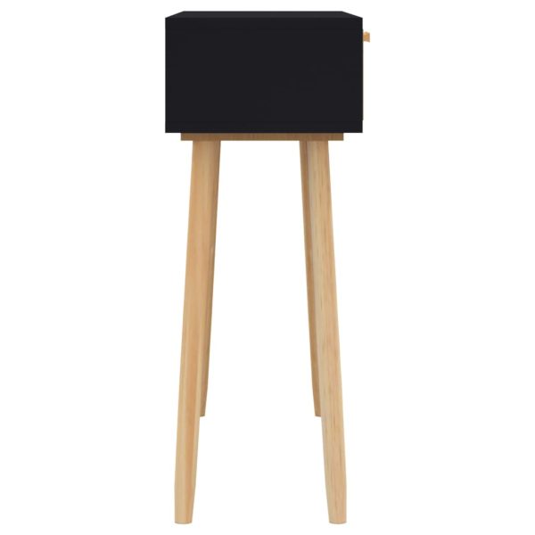 Tavolo Consolle Nero 80x30x75cm Massello Pino E Rattan Naturale - Image 5