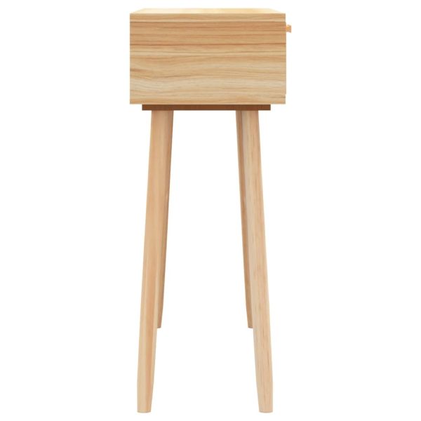 Tavolo Consolle Marrone 80x30x75 Massello Pino Rattan Naturale - Image 5
