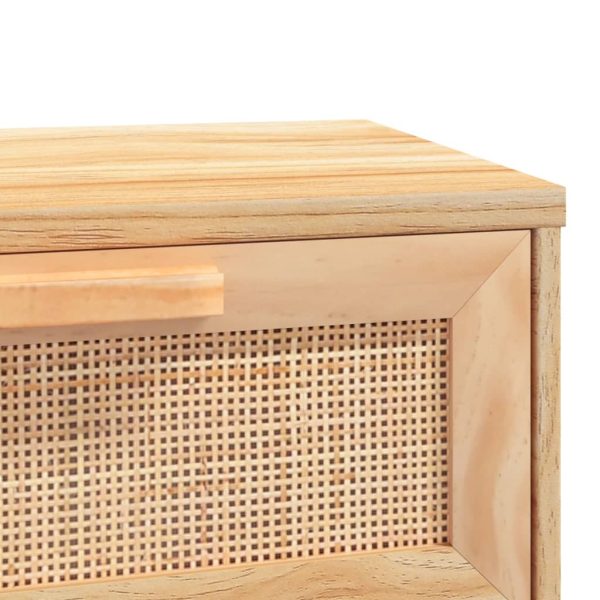 Tavolo Consolle Marrone 80x30x75 Massello Pino Rattan Naturale - Image 6
