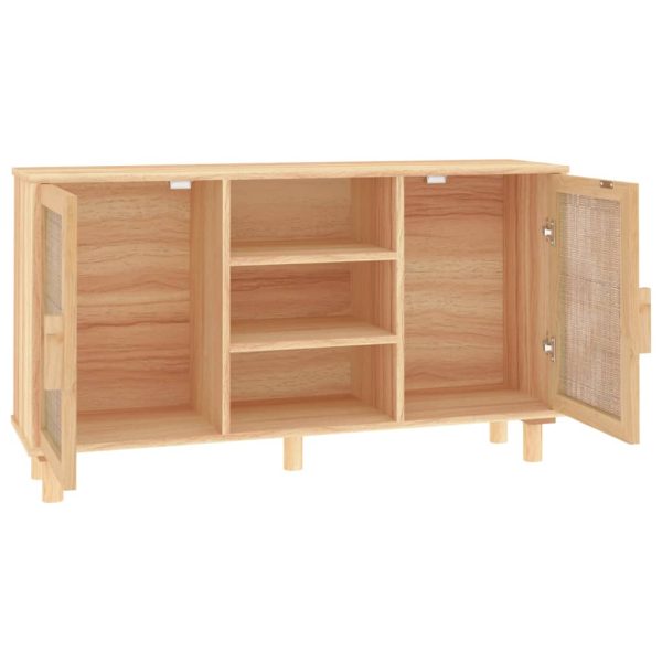 Credenza Marrone 105x30x60cm Massello Di Pino E Rattan Naturale - Image 5