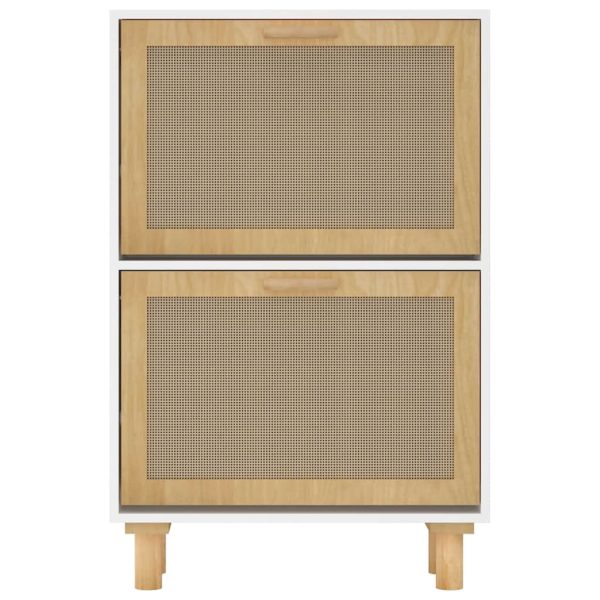 Scarpiera Bianca 52x25x80cm Legno Multistrato E Rattan Naturale - Image 5