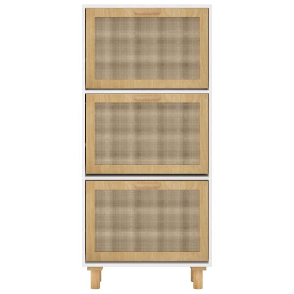 Scarpiera Bianca52x25x115cm Legno Multistrato E Rattan Naturale - Image 5