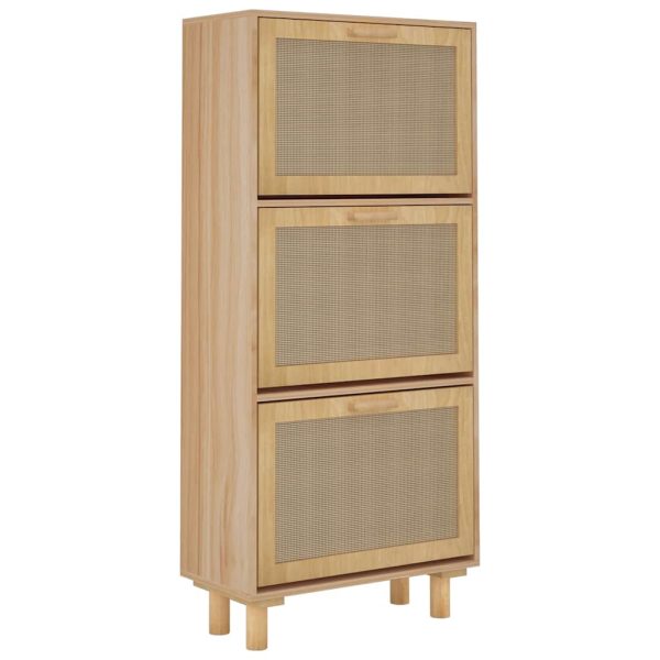 Scarpiera Marrone 52x25x115 Legno Multistrato E Rattan Naturale - Image 4