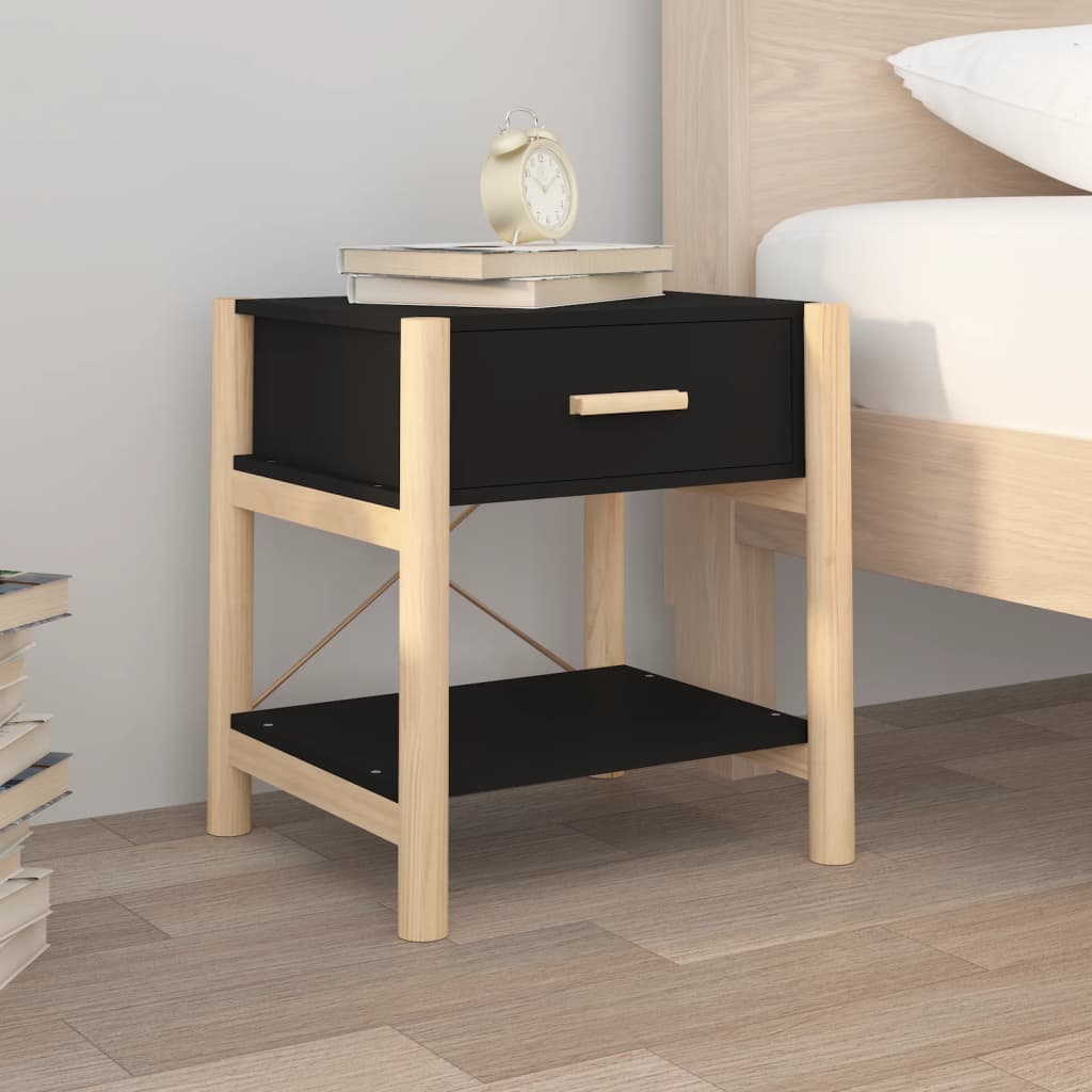 Tavolini Da Letto 2pz Nero 42x38x45 Cm In Legno Multistrato - Image 3
