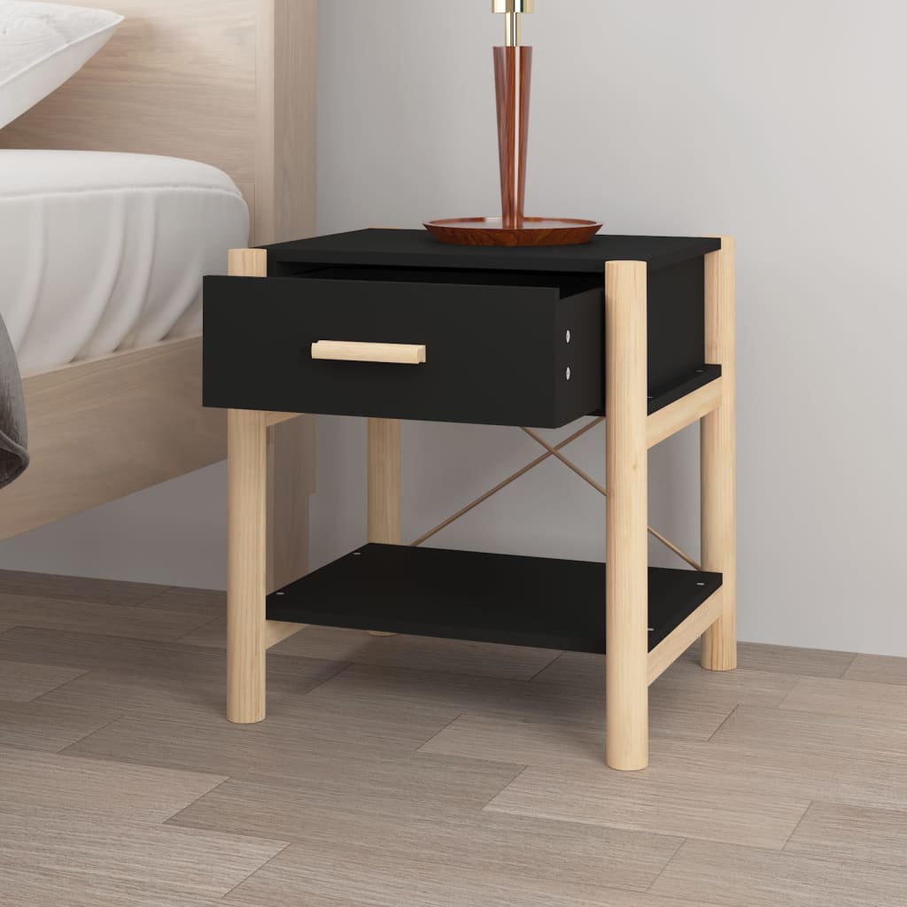 Tavolini Da Letto 2pz Nero 42x38x45 Cm In Legno Multistrato - Image 4