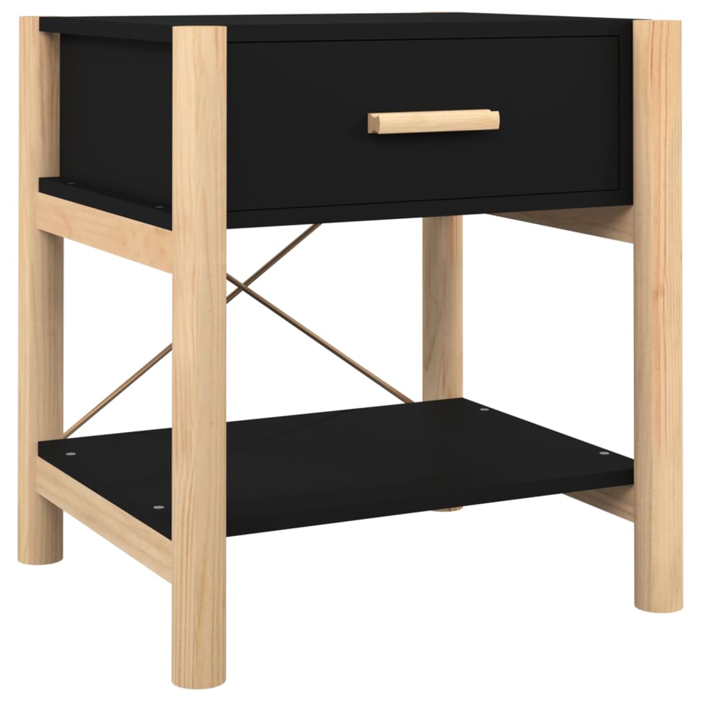 Tavolini Da Letto 2pz Nero 42x38x45 Cm In Legno Multistrato - Image 5