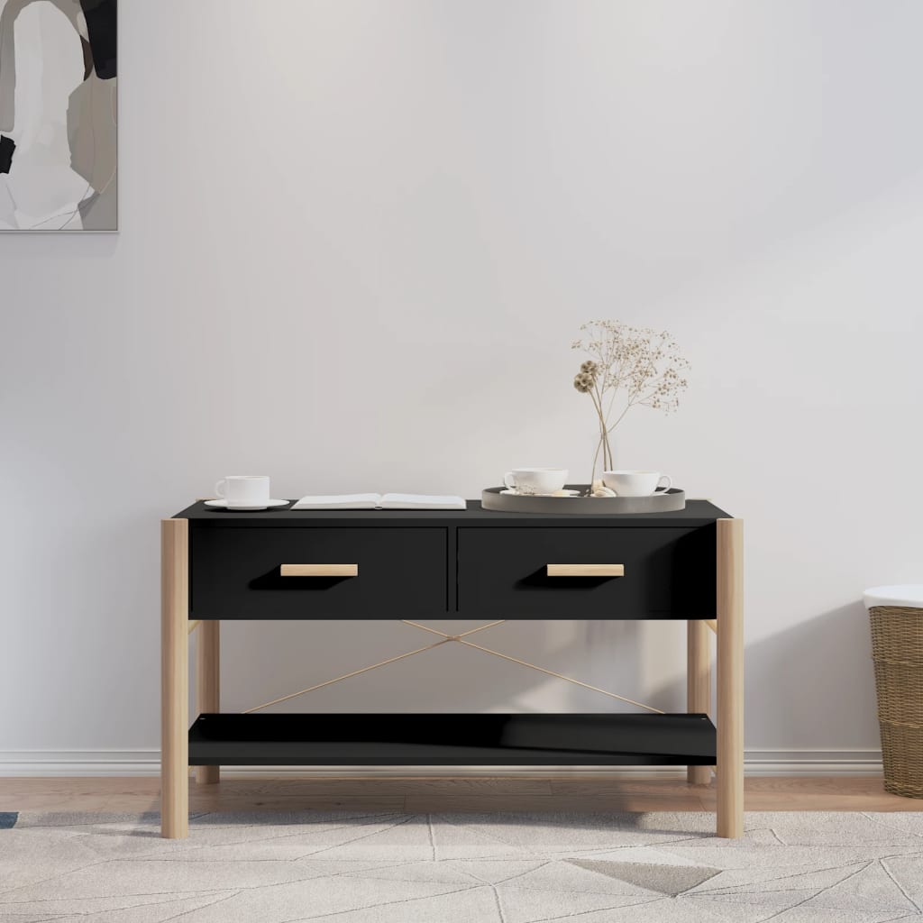 Tavolino Da Salotto Nero 82x48x45 Cm In Legno Multistrato