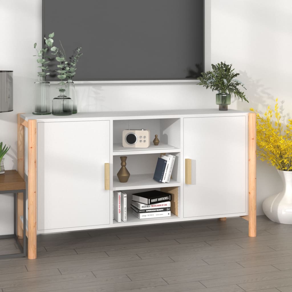 Credenza Bianca 107x38x60 Cm In Legno Multistrato